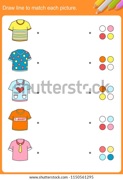 Draw Line Match Each Picture Color Stock Vector (Royalty Free ...