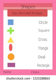 draw a line to match the shapes, practice worksheet for kids