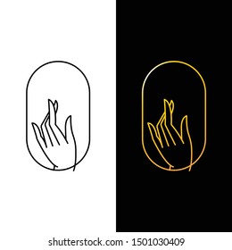 Draw a line of one hand with a simple vector illustration of a symbol of frame love