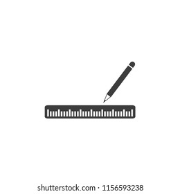 draw line with ruler and pencil on paper vector icon illustration 