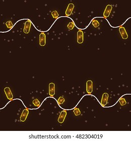 draw luminous garland in Adobe illustrator, drawn String Holiday or Christmas Lights on chalkboard background. Style Garland Lights. Vector illustration.