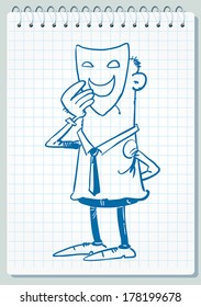 Draw if man with mask on face.