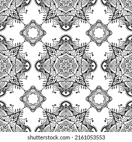 Draw mandala seamless pattern design. Vector design. illustration Eps10.