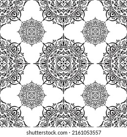 Draw mandala seamless pattern design. Vector design. illustration Eps10.