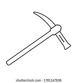 Draw mattock with lines. Vector for coloring book.