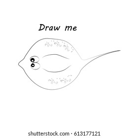 Draw me - vector illustration of sea animals. The numbfish coloring game for children.