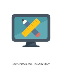 Draw monitor icon flat vector. Web ux. Studio work isolated