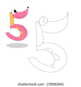 Draw number educational game for children vector illustration