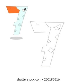 Draw number educational game for children vector illustration