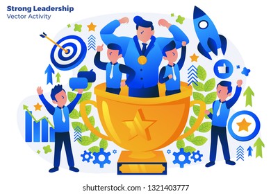 draw on some people who have strong leaders - All elements on this template are editable with vector software