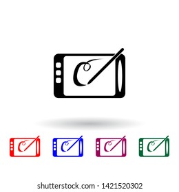 draw on a tablet multi color icon. Elements of art and painting set. Simple icon for websites, web design, mobile app, info graphics