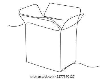 Draw one continuous line from a cardboard box. Concept of online shopping, fast delivery, carton boxes, shipping and packaging. Transport, cardboard boxes in doodle style. vector illustration