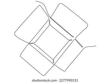 Ziehen Sie eine durchgehende Linie aus einer Faltschachtel. Konzept des Online-Shopping, schnelle Lieferung, Kartons, Versand und Verpackung. Transport, Kartons im Doodle-Stil. Vektorgrafik