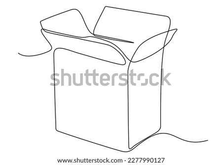 Draw one continuous line from a cardboard box. Concept of online shopping, fast delivery, carton boxes, shipping and packaging. Transport, cardboard boxes in doodle style. vector illustration