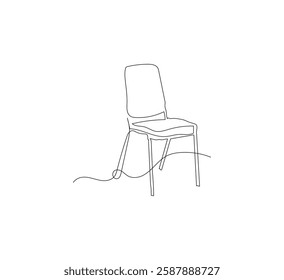 Draw one continuous line from the chair. white background Stylish furniture in simple Linear style. Vector illustration