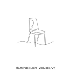 Draw one continuous line from the chair. white background Stylish furniture in simple Linear style. Vector illustration