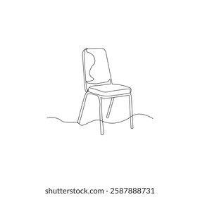 Draw one continuous line from the chair. white background Stylish furniture in simple Linear style. Vector illustration