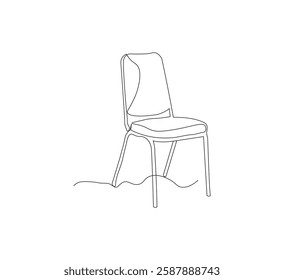 Draw one continuous line from the chair. white background Stylish furniture in simple Linear style. Vector illustration
