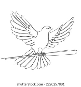 Draw one continuous line. Flying bird logo. Black and white vector illustration. Logo concept, card, banner, poster, brochure