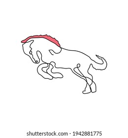 Dibujar una línea continua. Logo del caballo. Ilustración vectorial en blanco y negro. Concepto de logotipo