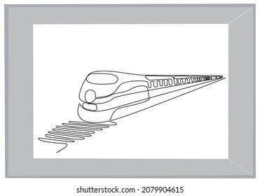 
Draw one continuous line. Modern high-speed passenger commuter train. Vector illustration