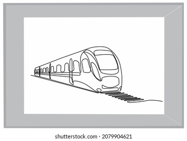 
Dibujar una línea continua. Moderno tren de pasajeros de alta velocidad. Ilustración del vector