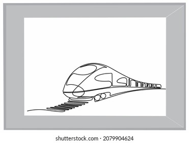 
Draw one continuous line. Modern high-speed passenger commuter train. Vector illustration