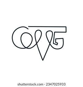 dibujar un omg de línea continua. icono vectorial de logotipo omg