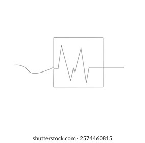 Draw one continuous upward arrow line Business graph icon. white background. Growth graph sign symbol