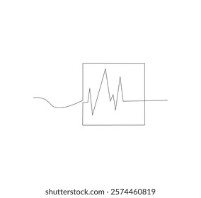 Draw one continuous upward arrow line Business graph icon. white background. Growth graph sign symbol