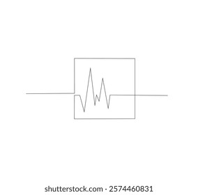 Draw one continuous upward arrow line Business graph icon. white background. Growth graph sign symbol