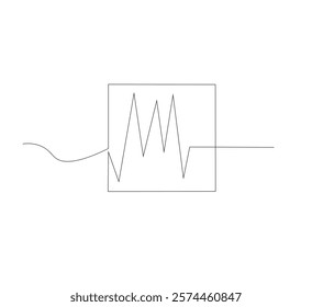 Draw one continuous upward arrow line Business graph icon. white background. Growth graph sign symbol