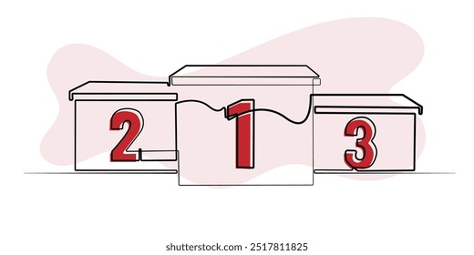 Dibuja una línea con el color de la caja del podio para los campeones. Arte de línea de la caja del podio para los ganadores del 1er, 2do y 3er lugar