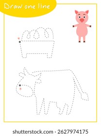Draw one line cow. Graphomotor game