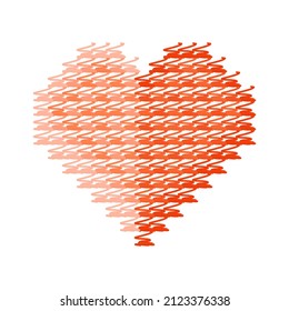 Draw an orange heart. Vector illustration. Valentine's Day.