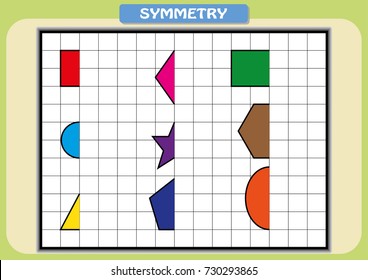 Zeichnung der anderen Hälfte jedes symmetrischen Bildes
Arbeitsblatt für Kinder, Schaublatt für Kinder,