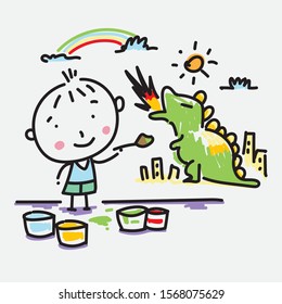 draw paint  child vector cartoon