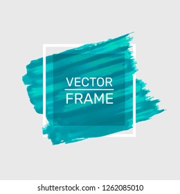 Draw paint Turquoise frame, art poster. Vector illustration