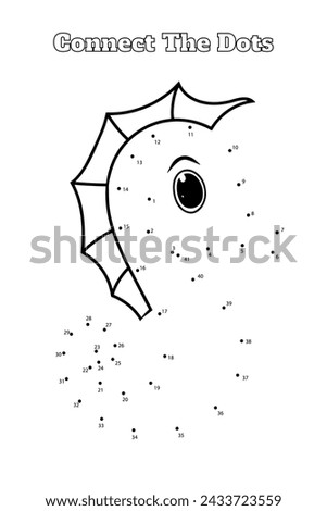 Draw A Picture By Connecting The Dots And Color The Seahorse, A Creative Task For Children