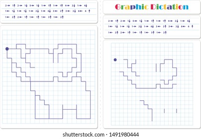 Draw a picture on the arrows. Cartoon graphic elephant. Worksheet for kids