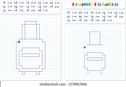 Draw a picture on the arrows. Cartoon graphic travel bag. Worksheet for kids