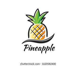 draw pineapple art logo design inspiration