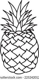Draw a pineapple in vector format with a black and white pen