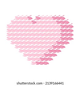 Draw a pink 3d heart. Vector illustration. Valentine's Day.