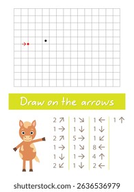 Draw a rabbit on the arrows. Worksheet for children.
