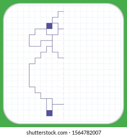 Draw a reflection of the picture. Cartoon graphic sheep. Worksheet for kids
