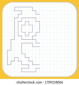 Draw a reflection of the picture. Cartoon wise owl. Worksheet for kids