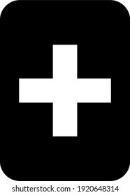Draw a road sign showing a health care home or hospital