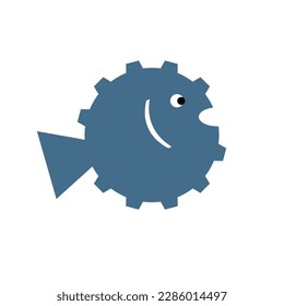 Draw a round fish like a spiny ball. Can be for logos or symbols.