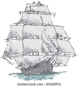 draw from a sail boat made by simple traces